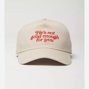 Beige Cap with Red Embroidery